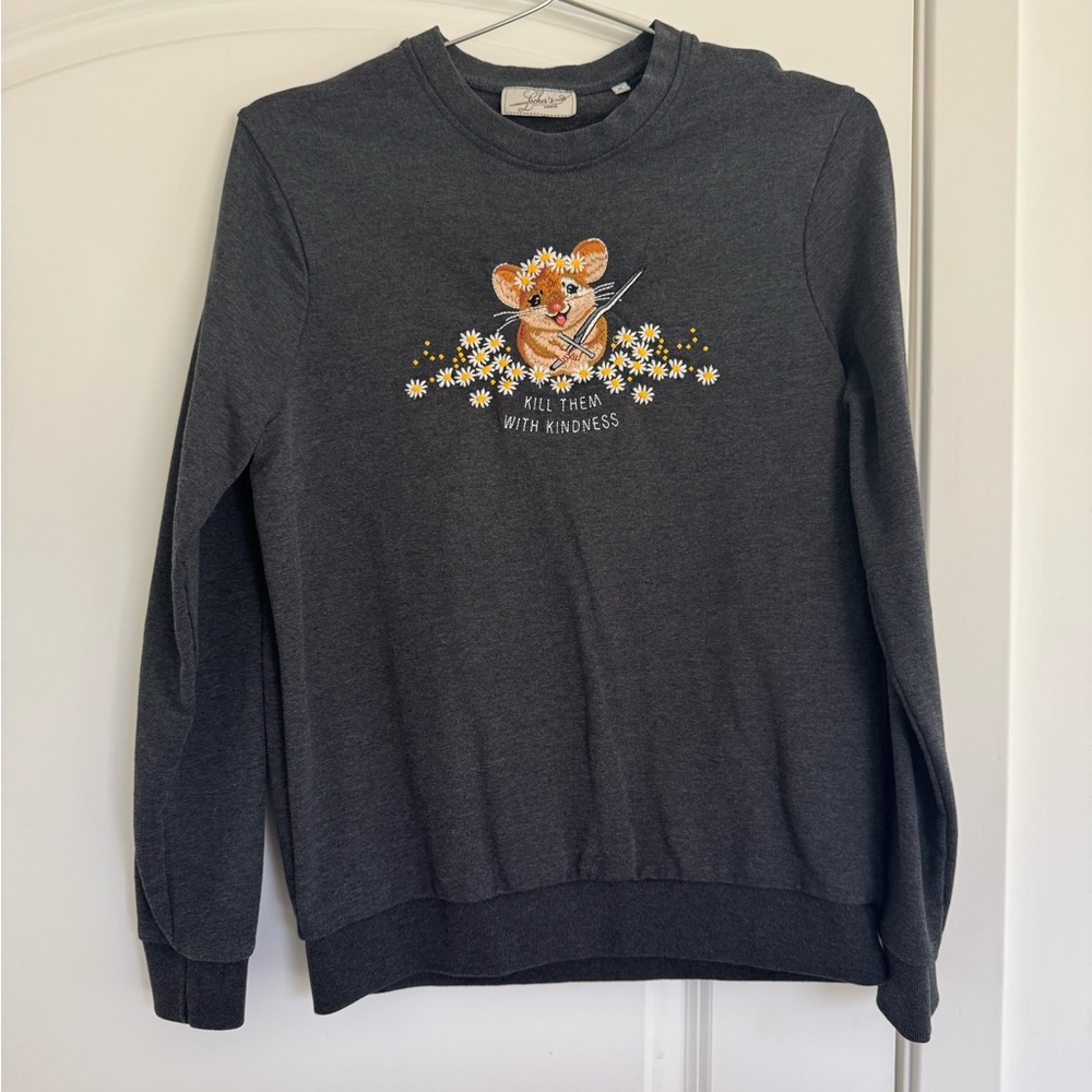 Locher’s Paris Women's Gray Sweater with Mouse Design